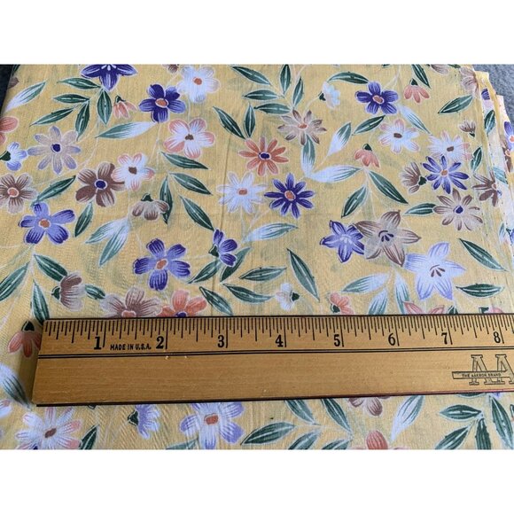 Floral Pattern Yellow Cotton Fabric 1/2 yard x 44" wide - Picture 2 of 4